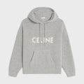Celine Men's and Women's Autumn/Winter Grey Ribbed Wool Knit Hooded Sweatshirt Pullover #97672