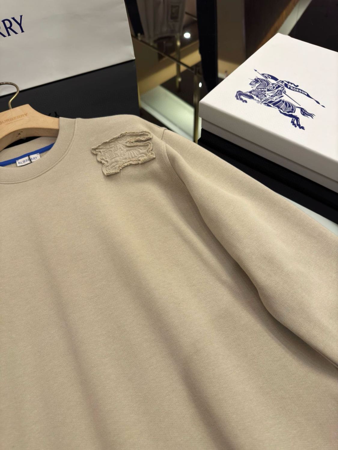 Burberry Men's Spring And Fall Solid Color Embroidery Pattern Print Round Neck Long Sleeved Sweatshirt Elastic Drawstring Casual Pants Suit Set #74742
