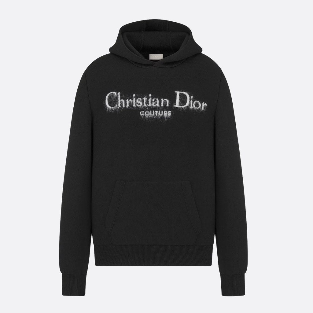 Dior Men's Spring and Autumn Black Logo Letter Print Tassel Design Hooded Long Sleeve Sweatshirt #73654