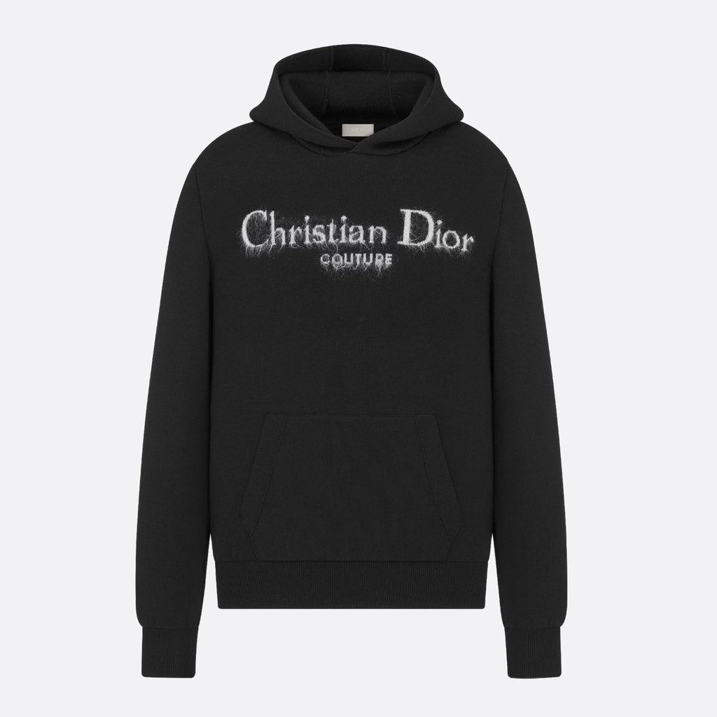 Dior Men's Spring and Autumn Black Logo Letter Print Tassel Design Hooded Long Sleeve Sweatshirt #73654