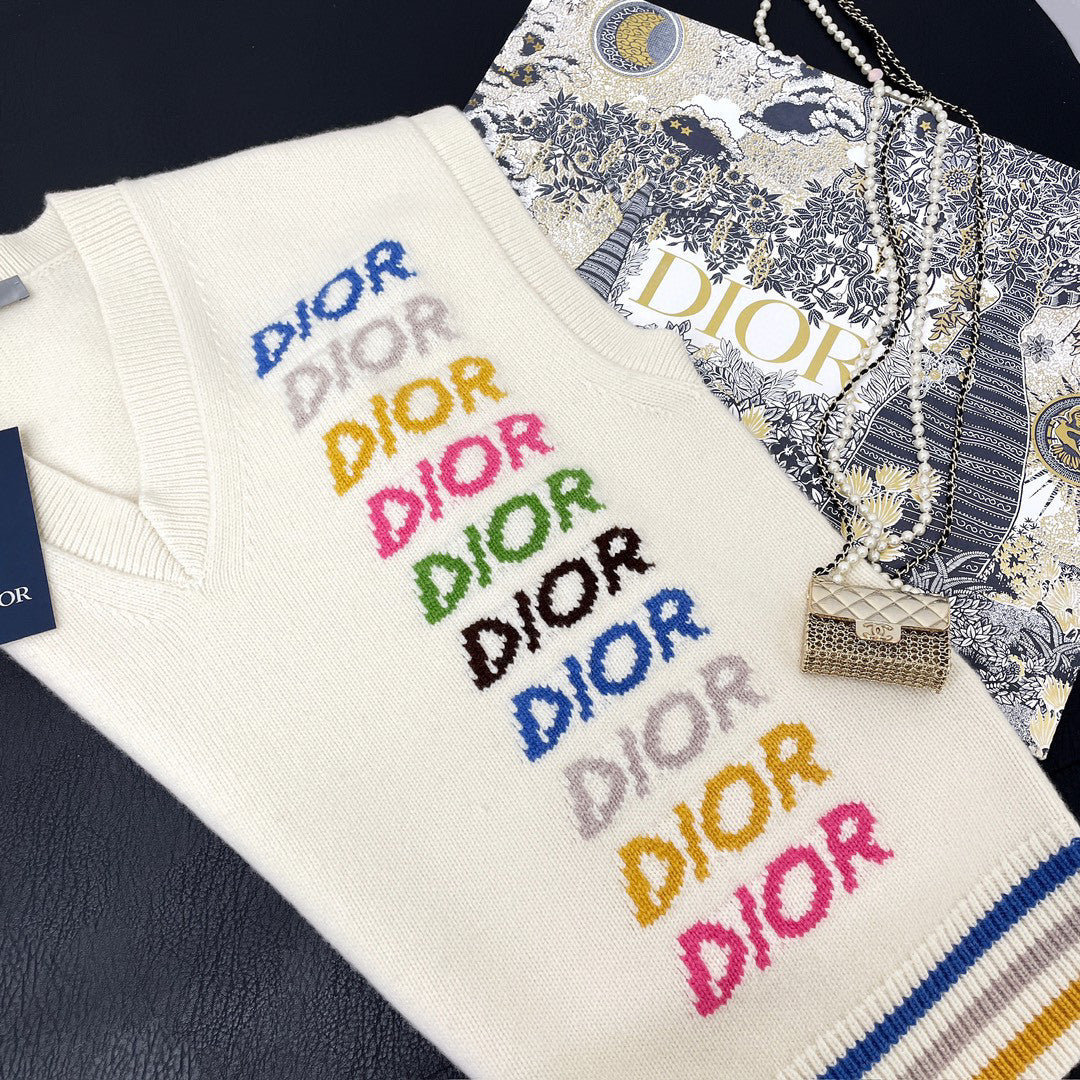 Dior Men's Fall White Knit Sleeveless Sweater Tank Top Vest #97211