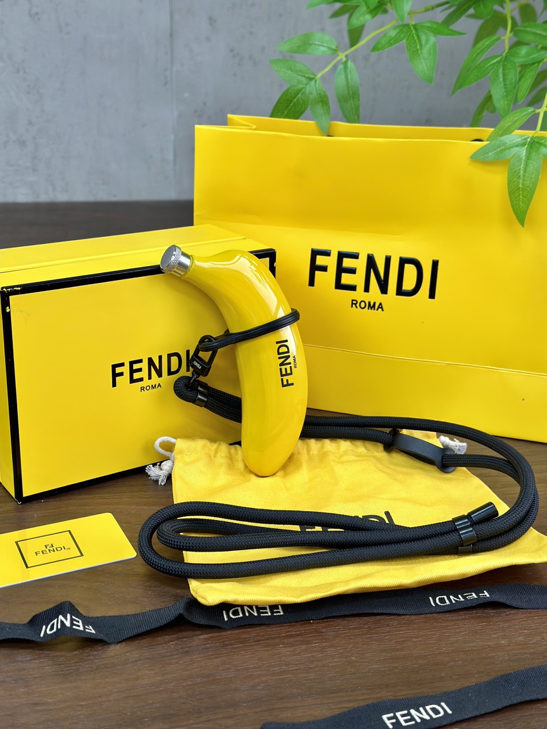 Fendi Limited Edition: Limited Stock Available Banana-print Flask Fashionable Mini Crossbody Bag Total Length: 150 Cm. Diameter: 8 Mm. Adjustable From 75 To 150 Cm. Comes In A Complete Gift Box Set Bags #197028