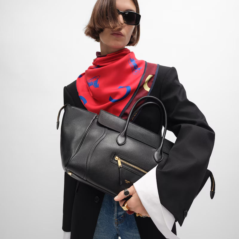 Celine Luggage Handbag Smile Zipper Large Tote Bag Shoulder Bag Crossbody Bag Stylish Elegant Casual Brown Black Tote Bag L100e3gw2.28bk #190751