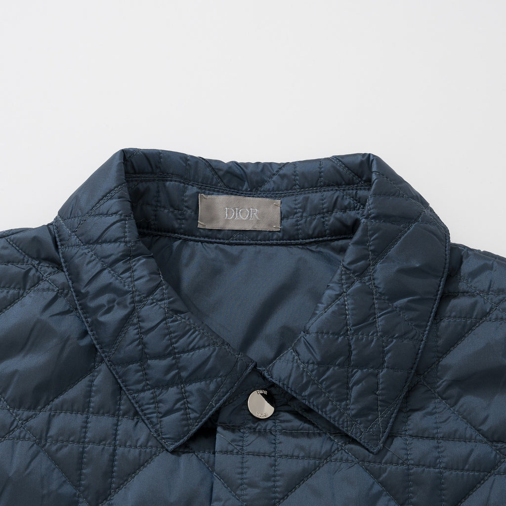 Dior Men's Spring And Fall Navy Blue Lapel Single Breasted Straight Long Sleeved Jacket #98586
