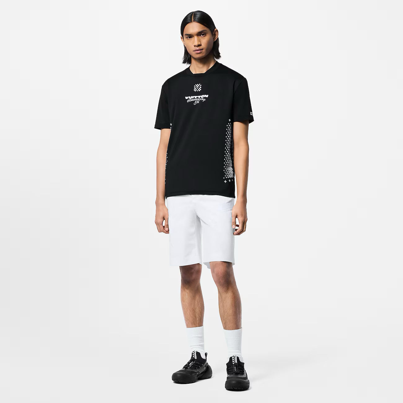 Louis Vuitton Men's Summer Black Letter Logo Round Neck Slim Short Sleeve T-Shirt #72838