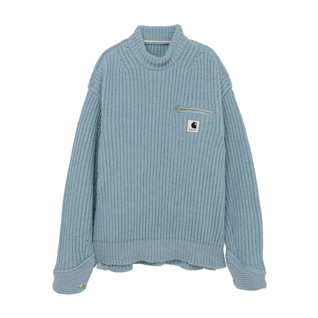 Sacai x Carhartt WIP Men's And Women's Models Autumn And Winter Loose Casual High Neck Long Sleeve Knitted Jumper Pullover #97645
