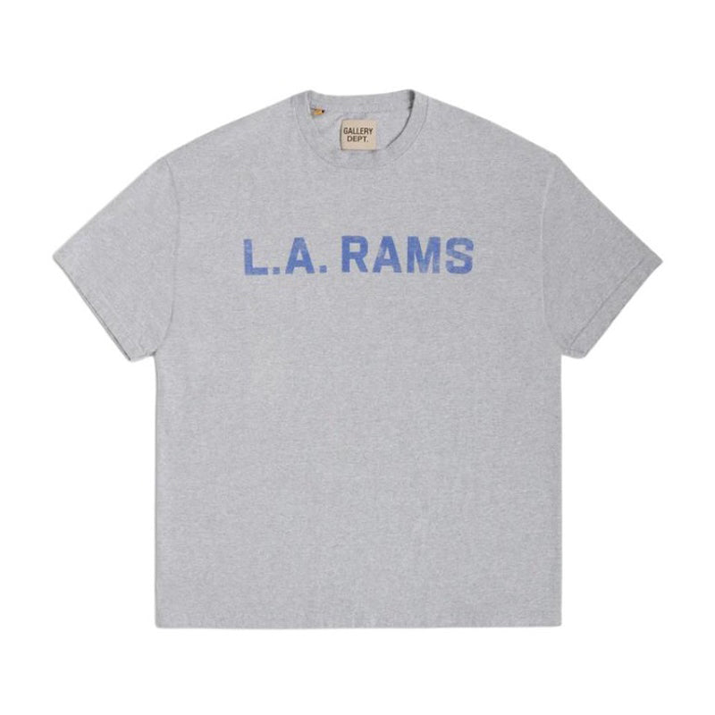 Gallery Dept. X LA Rams Vintage Heather Grey Tee Men's and Women's Summer Grey Letter Round Neck Short Sleeve T-Shirt #99261
