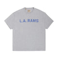 Gallery Dept. X LA Rams Vintage Heather Grey Tee Men's and Women's Summer Grey Letter Round Neck Short Sleeve T-Shirt #99261