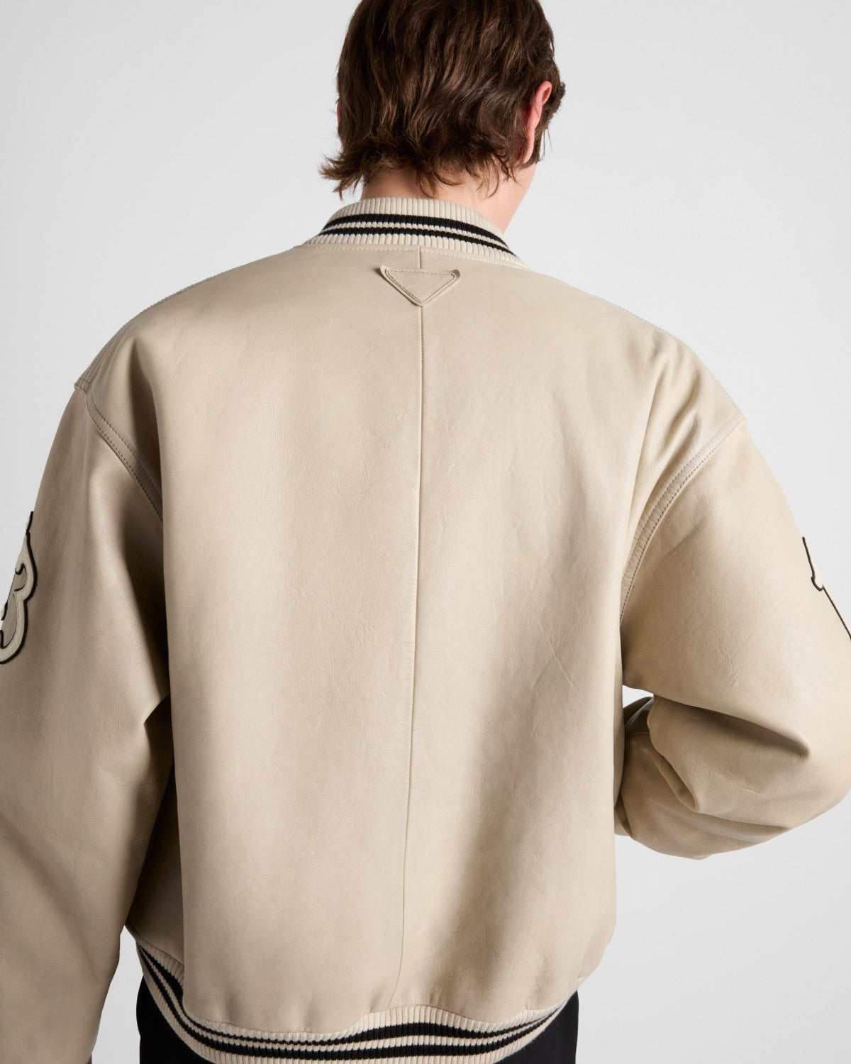 Prada Men's And Women's Fall And Winter Retro Letters High Street Leather Jacket Lapel Single-breasted Jacket Coat Ngvp #9223
