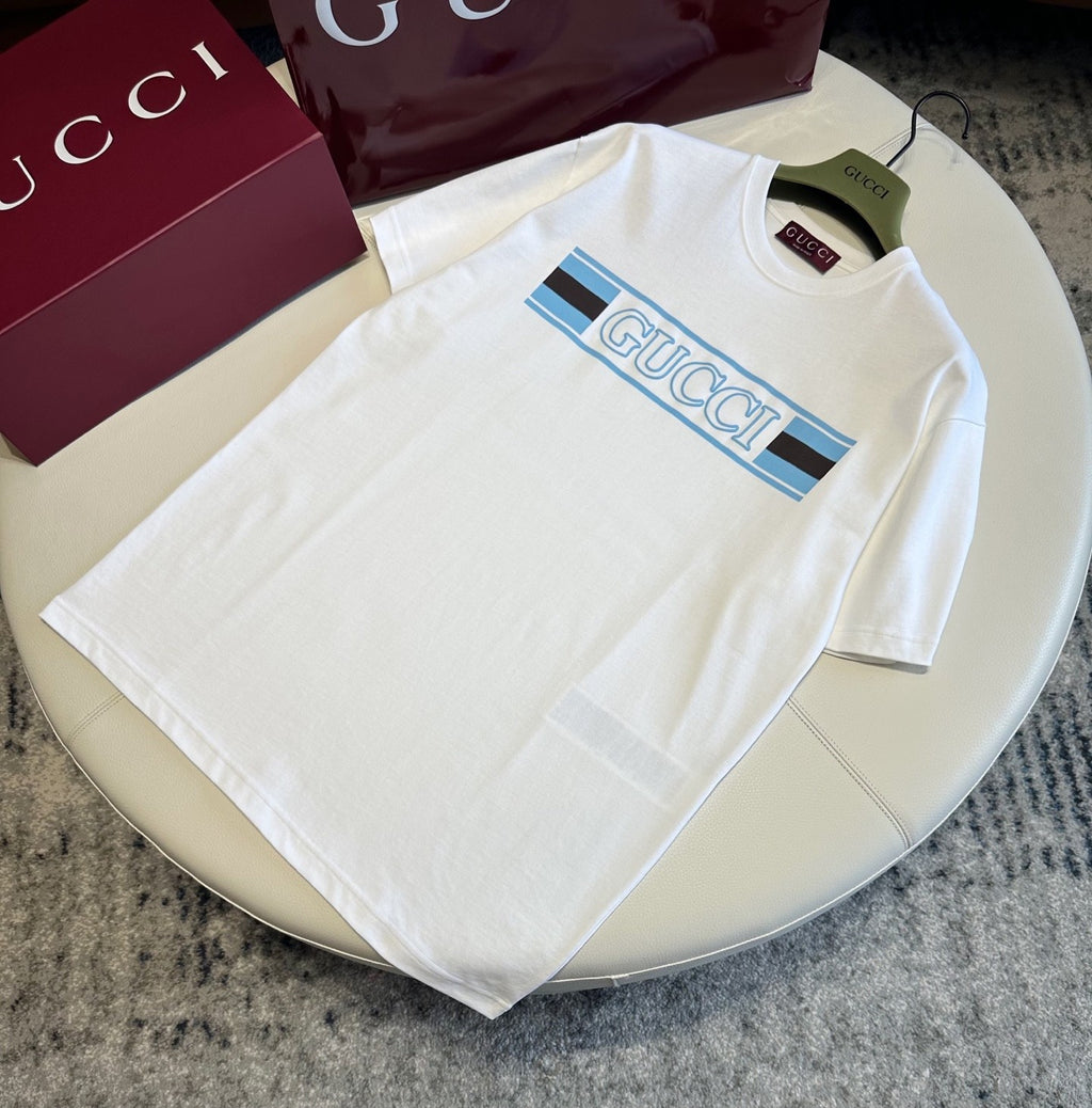 Gucci Men's Summer Logo Print Embroidery Solid Color Cotton Jersey Short Sleeve T-Shirt #76314