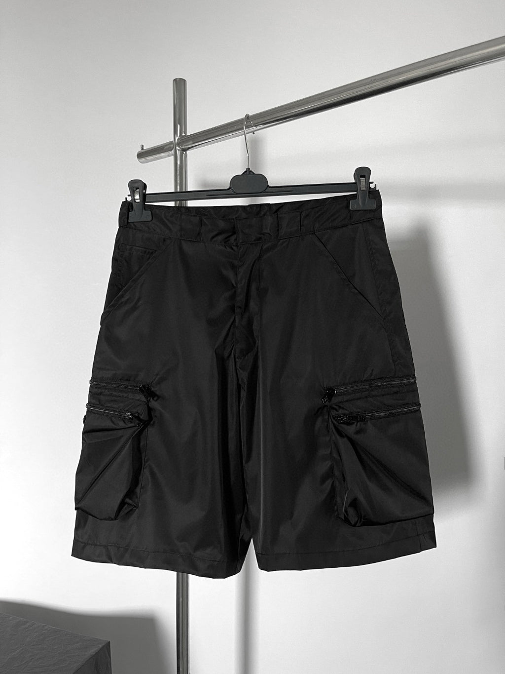 Prada Men's Summer Solid Colour Triangle Logo Nylon Casual Zip Up Shorts #76476