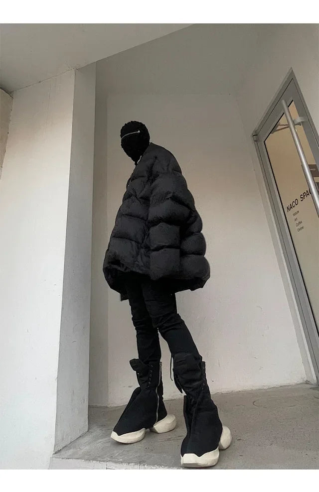 Rick Owens Men's Winter Diablo Style Solid Color Bat Sleeve Loose Hooded Long Sleeve Puffer Down Jacket Ngvp #8833