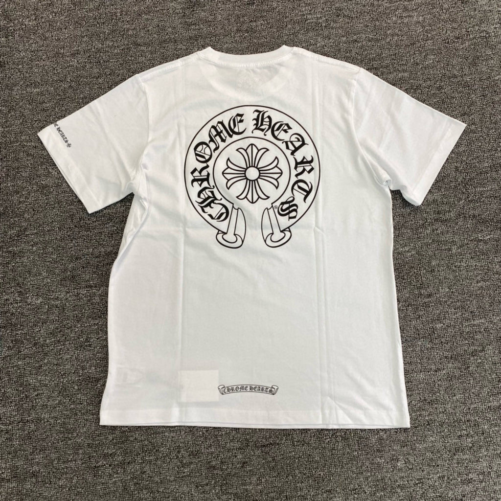 Chrome Hearts Men's Summer Solid Color Sanskrit Print Round Neck Cotton Short Sleeve T-Shirt #77168