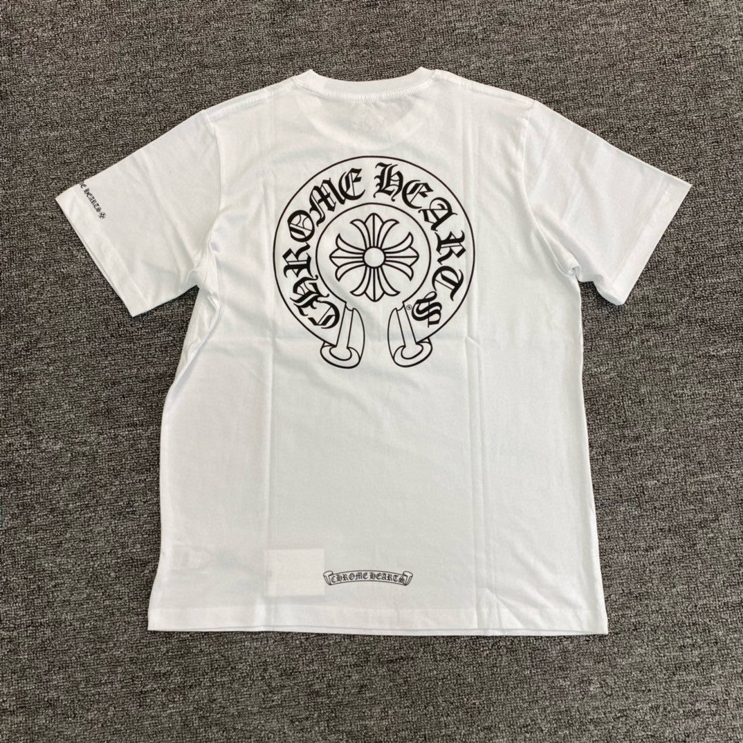Chrome Hearts Men's Summer Solid Color Sanskrit Print Round Neck Cotton Short Sleeve T-Shirt #77168