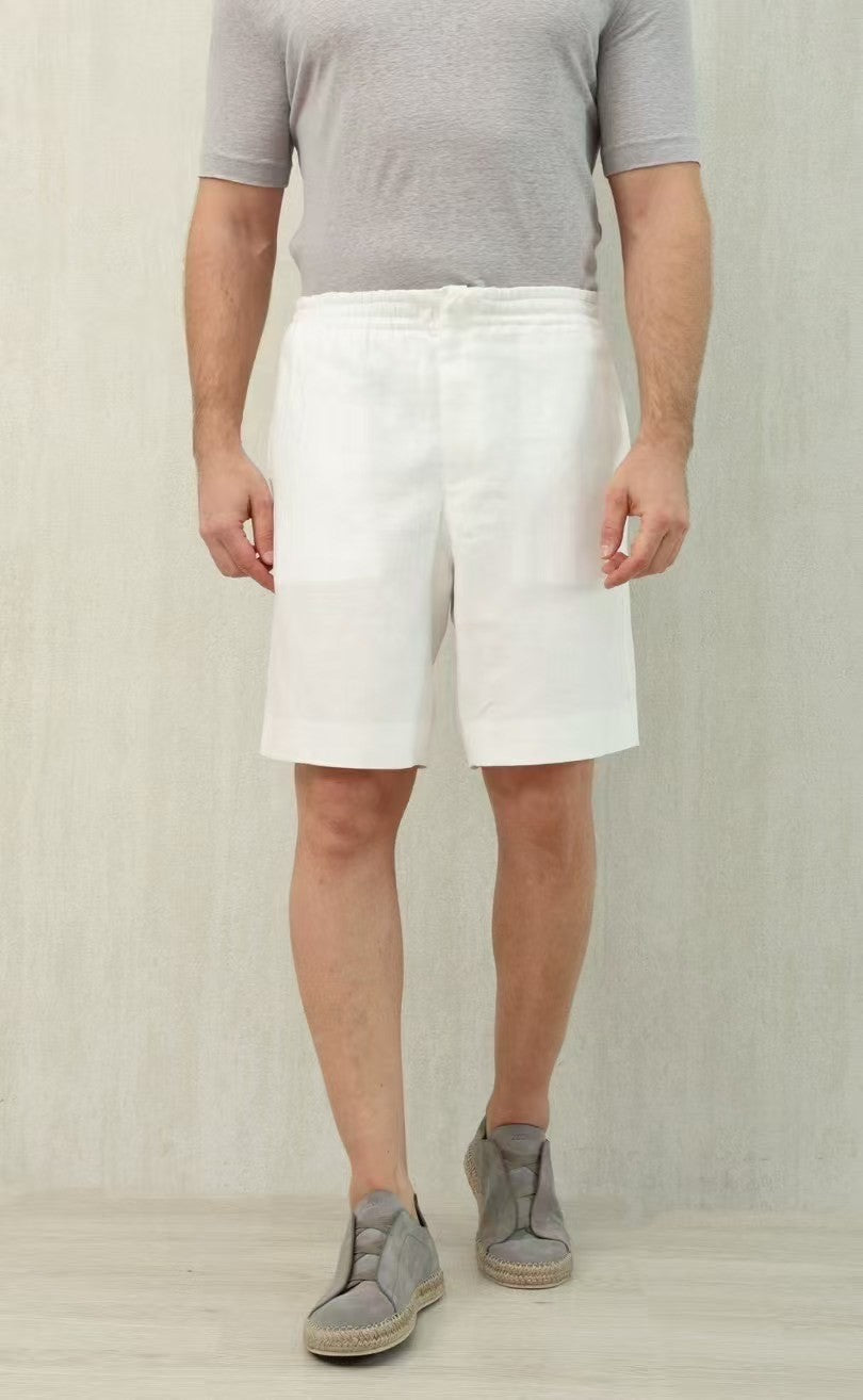 Ermenegildo Zegna Men's Summer Mid Waist Straight Solid Color Linen Casual Shorts Ngvp #1234
