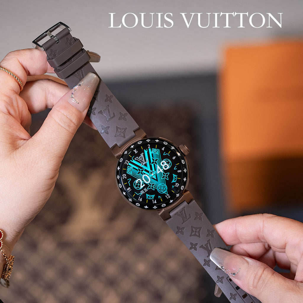 Louis Vuitton Tambour Horizon Light Up Connected Watch Men's Women's Fashion Accessories Diameter 44mm1.2 Inch Round Amoled Full Touch Screen Resolution 390*390 Sensor Actuator Life Waterproof Smart Watch #81447