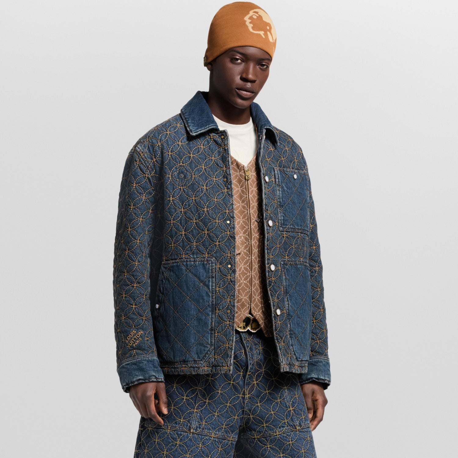 Louis Vuitton Men's And Women's Fall/Winter Fashion Casual Lapel Single Breasted Cotton Jacket Denim Jacket #79224