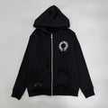 Chrome Hearts Men's and Women's Fall/Winter Fashion Casual Solid-Color Minimalist Sanskrit Letter Small Logo Print Hooded Zipper Sweatshirt Jacket #78517