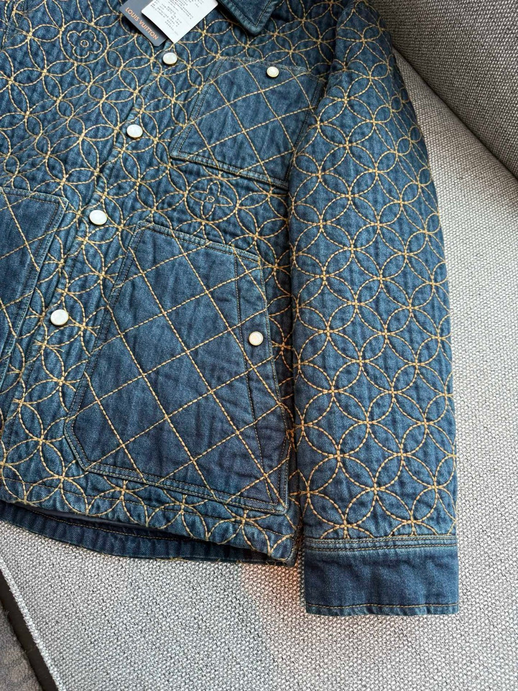 Louis Vuitton Men's And Women's Fall/Winter Fashion Casual Lapel Single Breasted Cotton Jacket Denim Jacket #79224