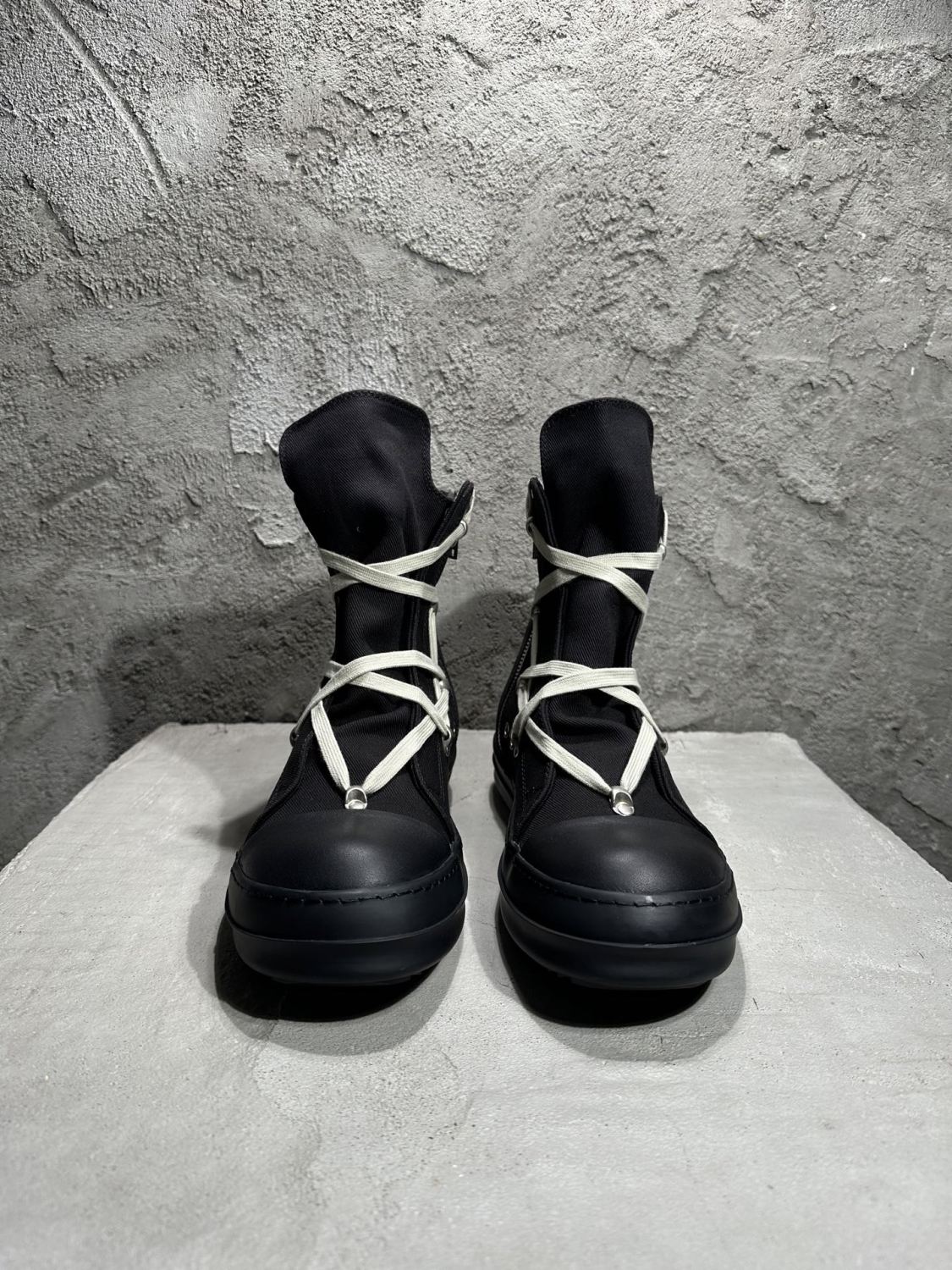 Rick Owens Men's Autumn And Winter Pentagram Round Toe Zipper Solid Color High Top Canvas Shoes Casual Shoes Ngvp #1535