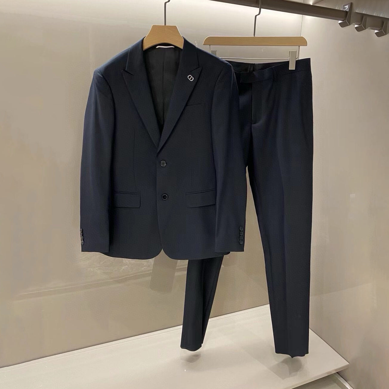 Dior Men's Spring/Autumn Solid Color Business Casual V-neck Single-breasted Wool Blazer Suit Jacket and Trousers Pants Set #77158