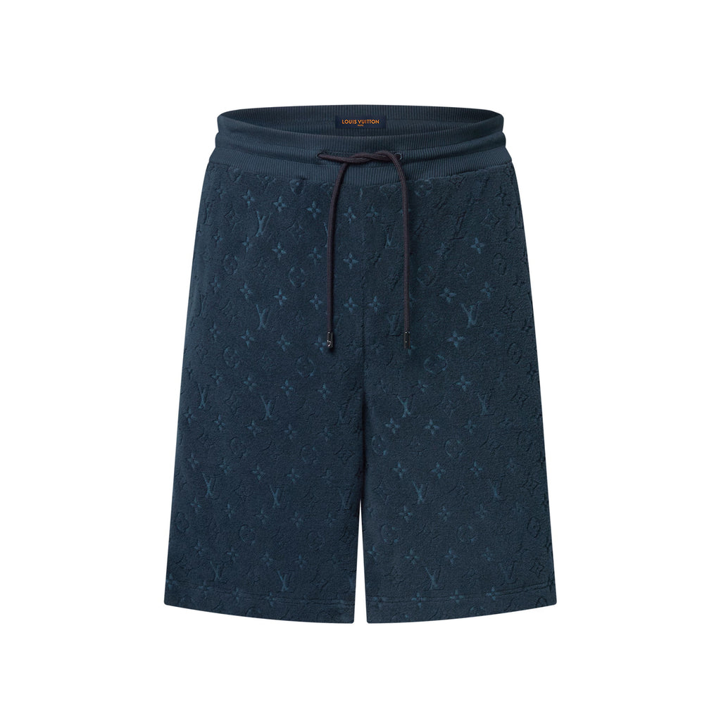 Louis Vuitton Men's Summer Solid Color Letter Print Cotton Terry Cloth Drawstring Shorts #77875