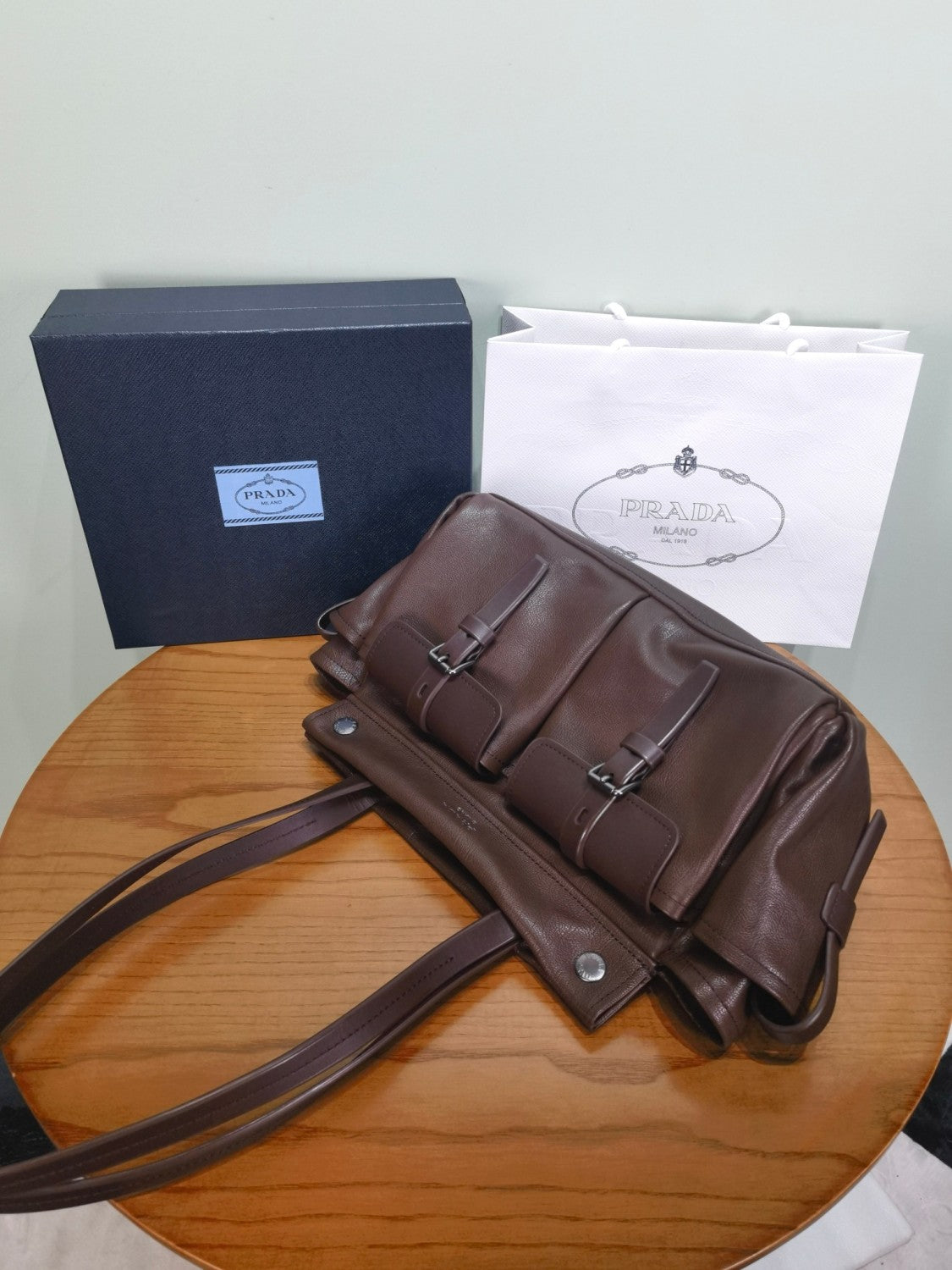 Prada Route Medium-sized Cowhide Leather Handbag Classic Spacious Multi-pocket Tote Bag For Women With A Single Shoulder Strap And Patchwork Belt Accents Bags 1BG645 #196267