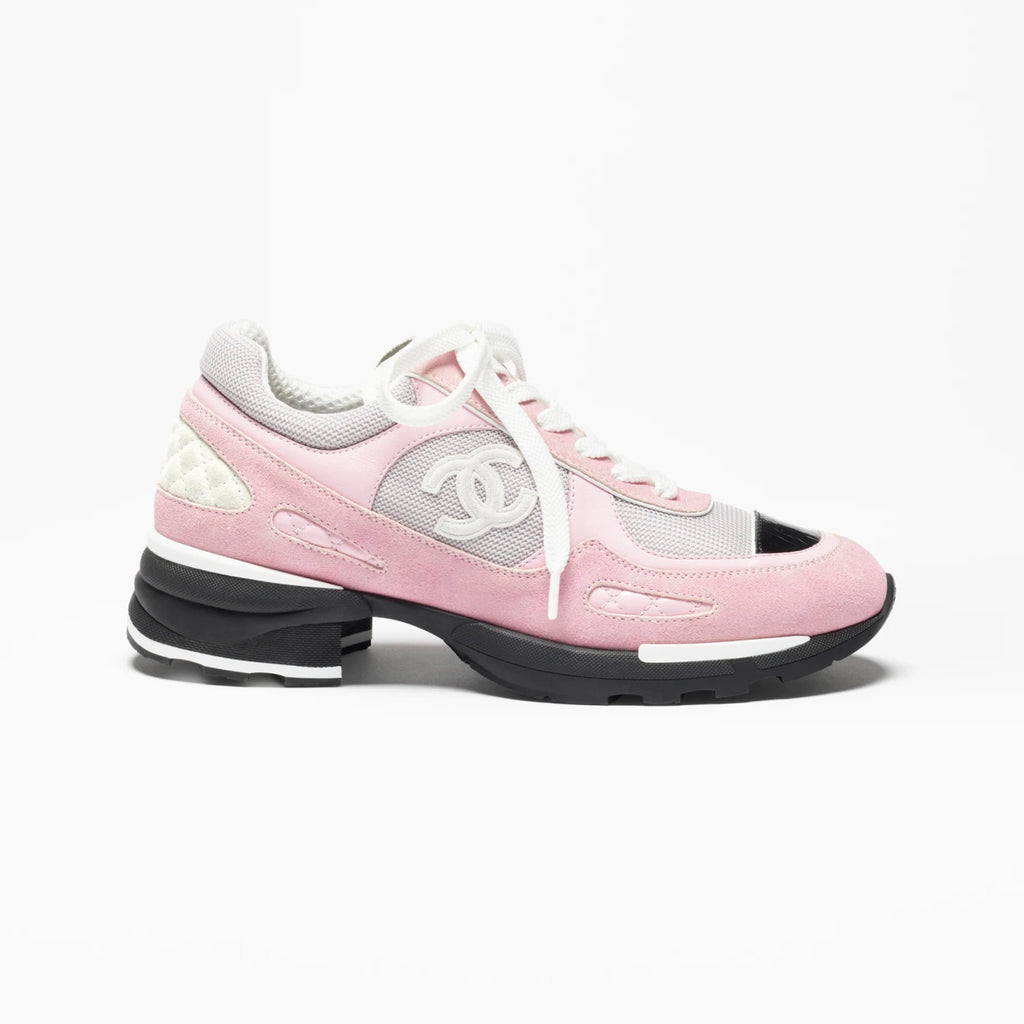 Chanel Women's Spring/fall Fashion Casual Round Toe Lace Up Chunky Heel Low Top Leather And Mesh Blend Sneakers Shoes #79316