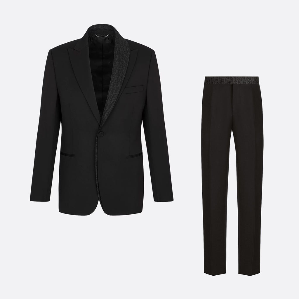 Dior Men's Autumn/Winter Solid Color Classic Lapel Single-Breasted Wool Twill Fabric Twill Print Casual Long Pants Blazer Jacket Suit Set #78244