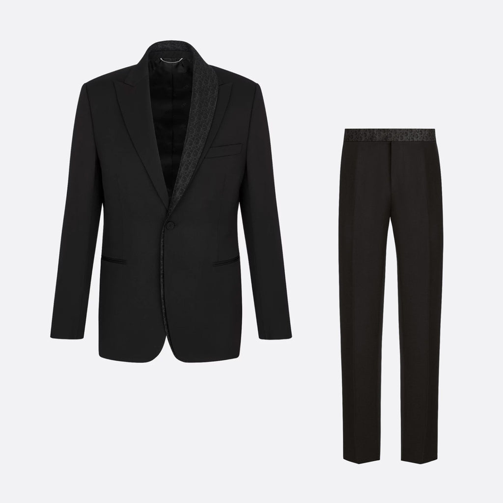 Dior Men's Autumn/Winter Solid Color Classic Lapel Single-Breasted Wool Twill Fabric Twill Print Casual Long Pants Blazer Jacket Suit Set #78244