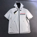 Prada Men's Summer Solid Colour Lightweight Hooded Zip Short Sleeve Sports Jacket Casual Lace Up Shorts Suit Set #76941