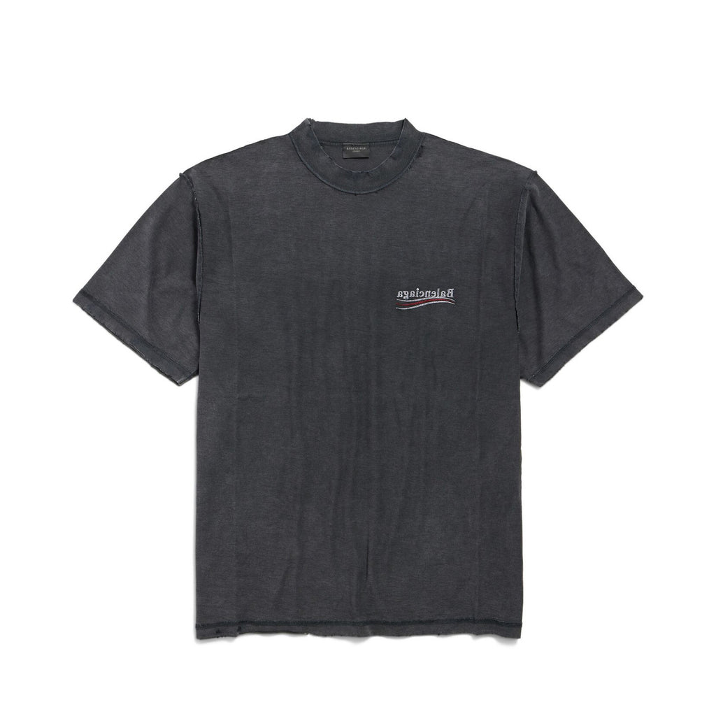 Balenciaga POLITICAL CAMPAIGN INSIDE-OUT Men's Summer Washed Colour Embroidered Letter Short Sleeve Fashionable Short Sleeve T-shirt #78142