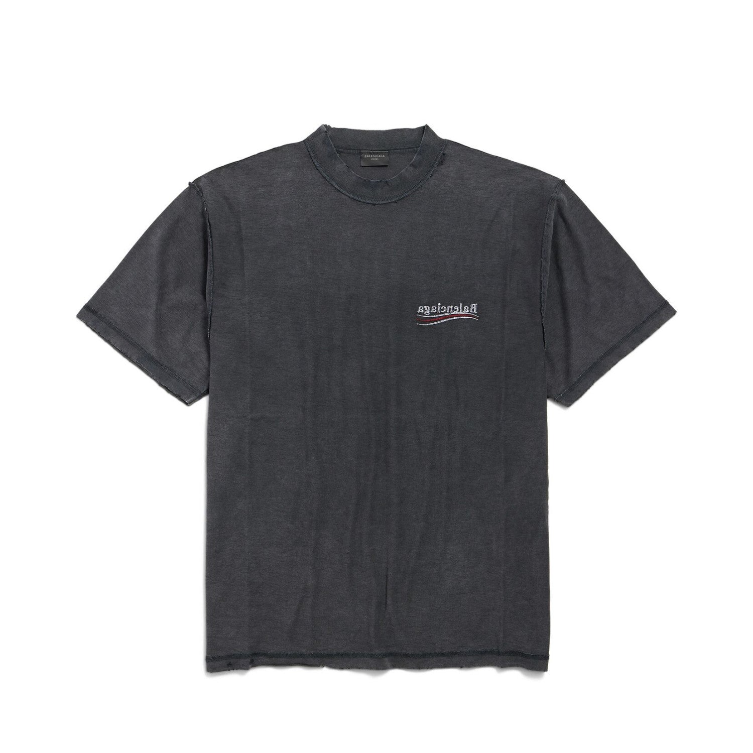 Balenciaga POLITICAL CAMPAIGN INSIDE-OUT Men's Summer Washed Colour Embroidered Letter Short Sleeve Fashionable Short Sleeve T-shirt #78142