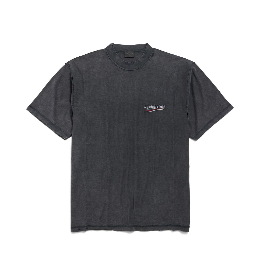 Balenciaga POLITICAL CAMPAIGN INSIDE-OUT Men's Summer Washed Colour Embroidered Letter Short Sleeve Fashionable Short Sleeve T-shirt #78142