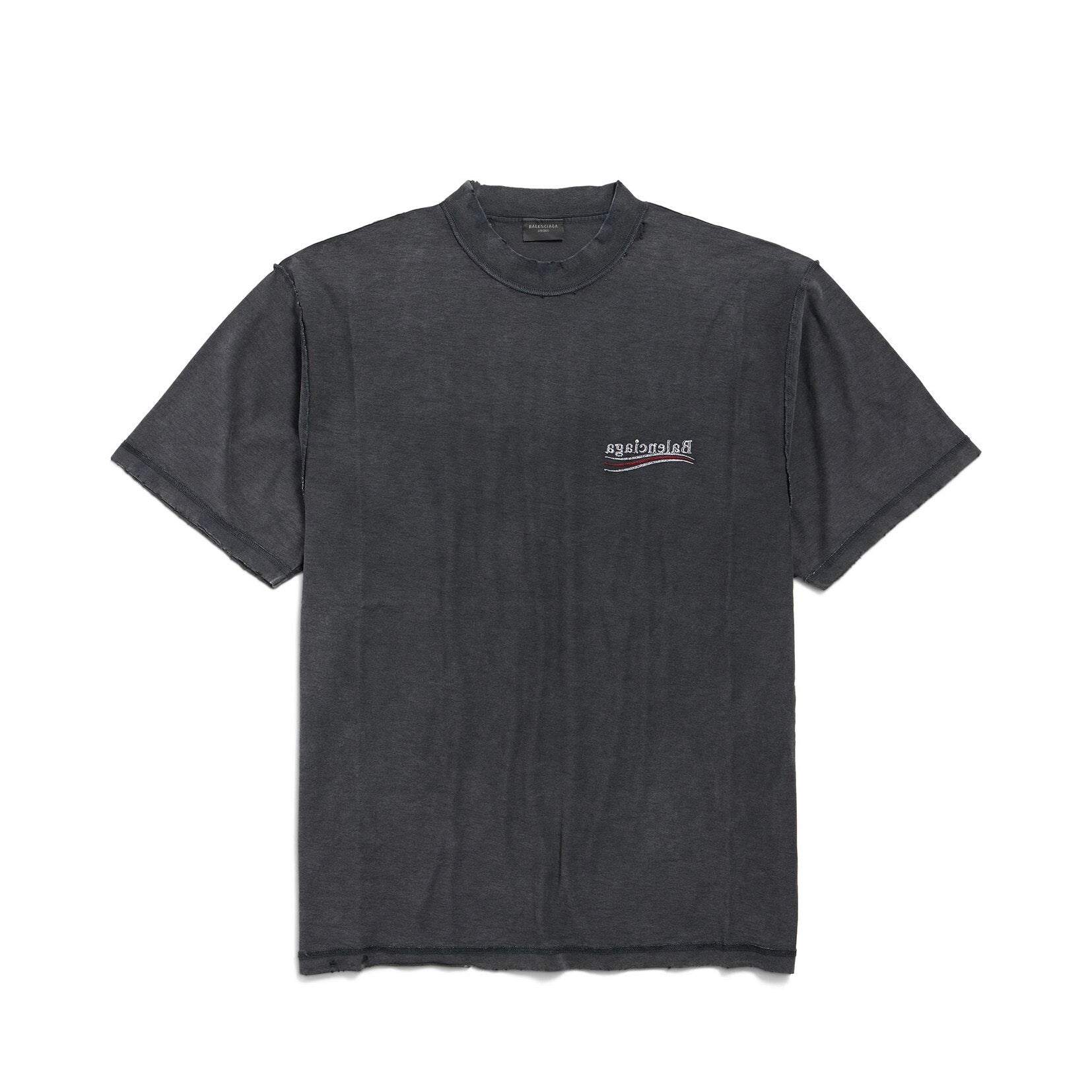 Balenciaga POLITICAL CAMPAIGN INSIDE-OUT Men's Summer Washed Colour Embroidered Letter Short Sleeve Fashionable Short Sleeve T-shirt #78142