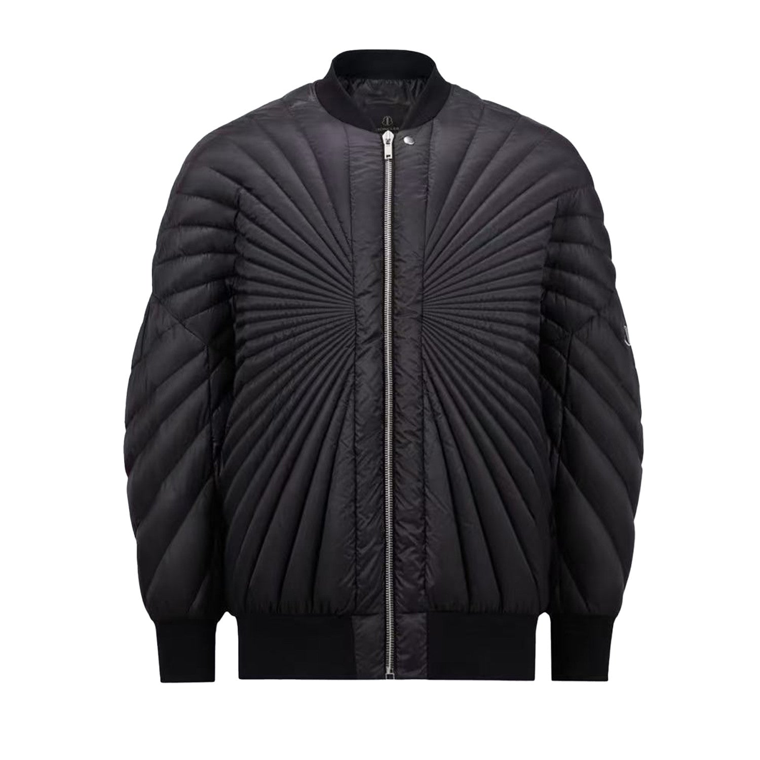 Rick Owens X Moncler Men's And Women's Black Saison Peter Feather Jacket Fall And Winter Rays Striped Senior Zipper Round Neck Jacket Ngvp #2499