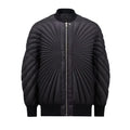 Rick Owens X Moncler Men's And Women's Black Saison Peter Feather Jacket Fall And Winter Rays Striped Senior Zipper Round Neck Jacket Ngvp #2499