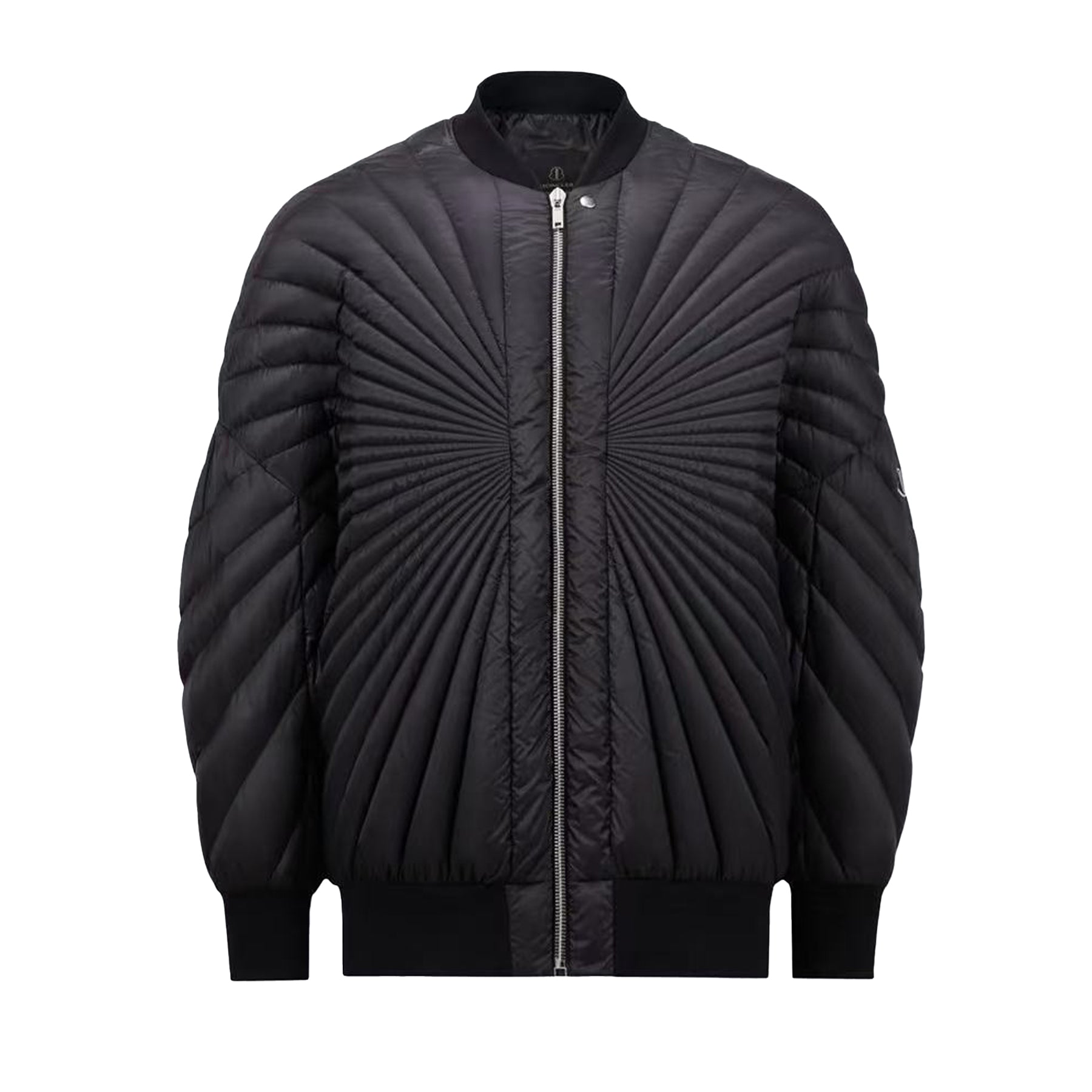 Rick Owens X Moncler Men's And Women's Black Saison Peter Feather Jacket Fall And Winter Rays Striped Senior Zipper Round Neck Jacket Ngvp #2499