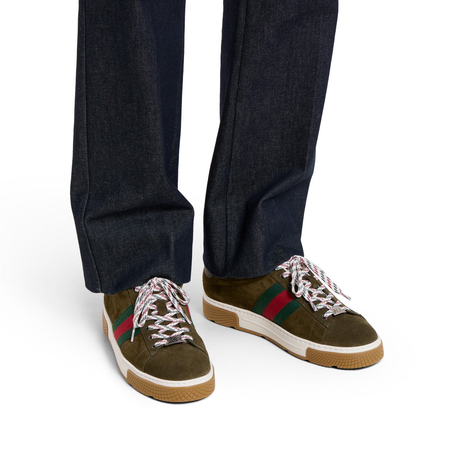GUCCI Men's Gucci Ace sneaker with Web suede #337178