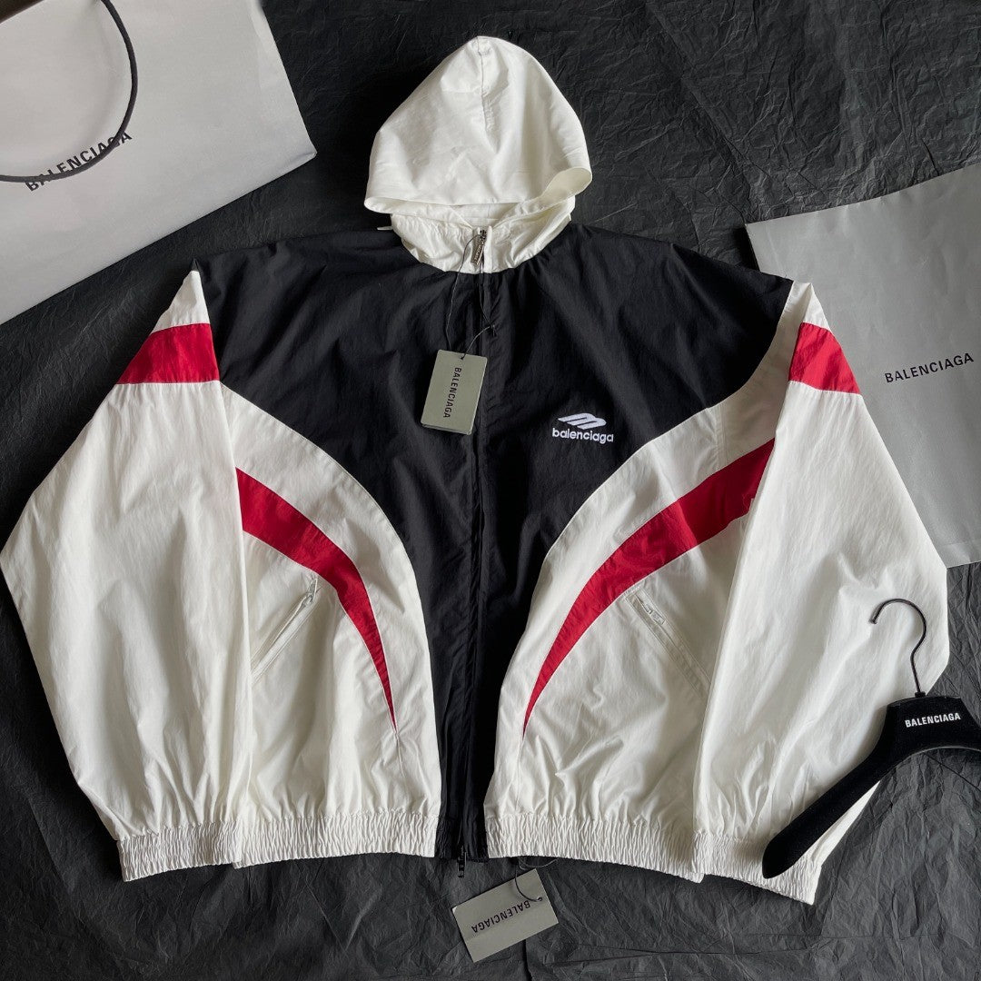 Balenciaga 3B Sports Icon Tracksuit Men's Spring Autumn Tech Poplin Zip Hooded Jacket #99545
