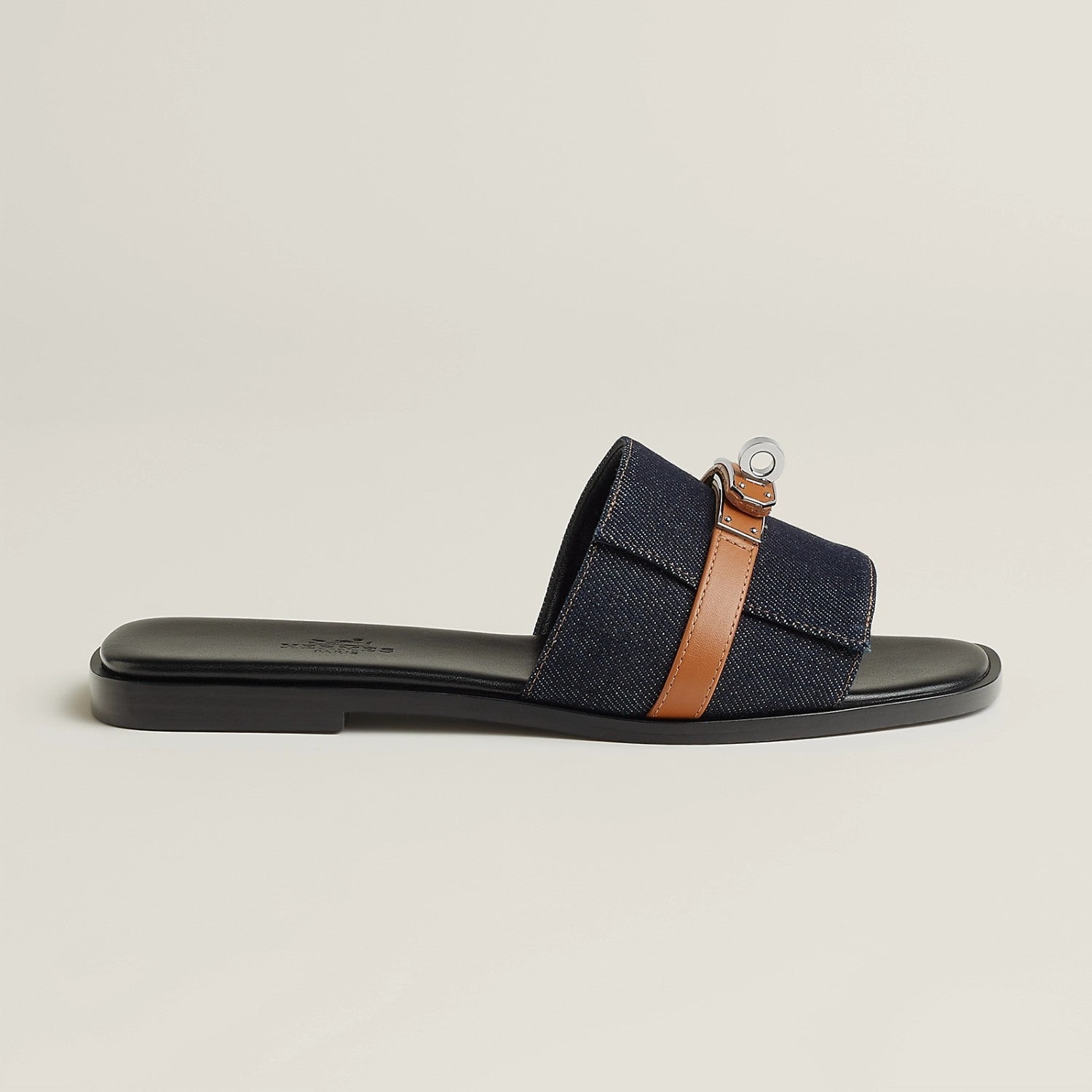 Hermes Giulia Women's Summer Metal Buckle Round Toe Leather Sandals Slippers Shoes #77657