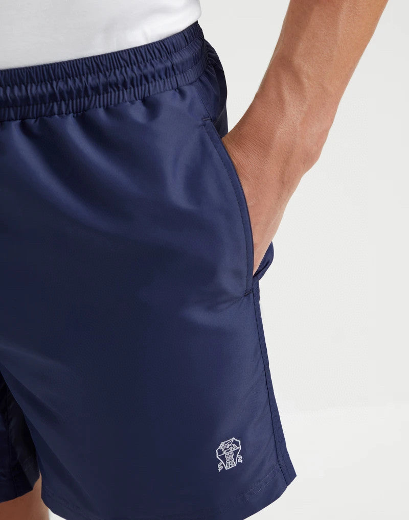 Brunello Cucinelli Men's Summer Solid Color Polyester Casual Drawstring Shorts #77362