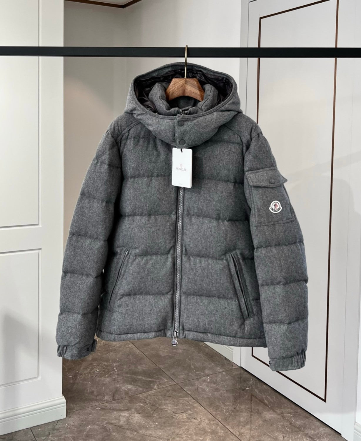Moncler Men's Winter Solid Color Hooded Zipper Long Sleeve Puffer Down Jacket #73858