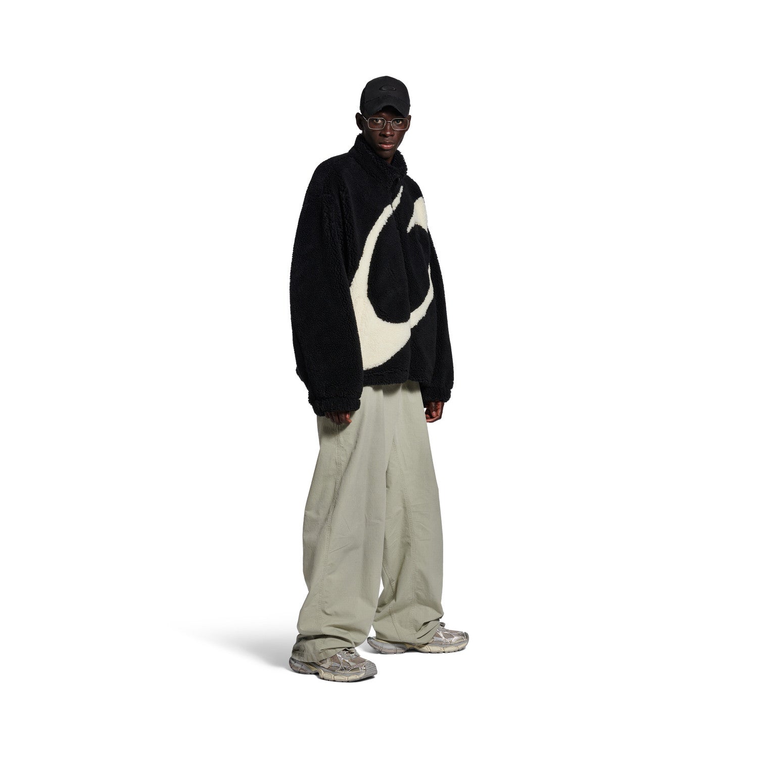Balenciaga Men's 25FW LOOP SPORTS ICON Lambswool Zipper Jacket INFORMATION Diagonal Pockets Double-ended Zipper Closure Loop Artwork Inlay #332256