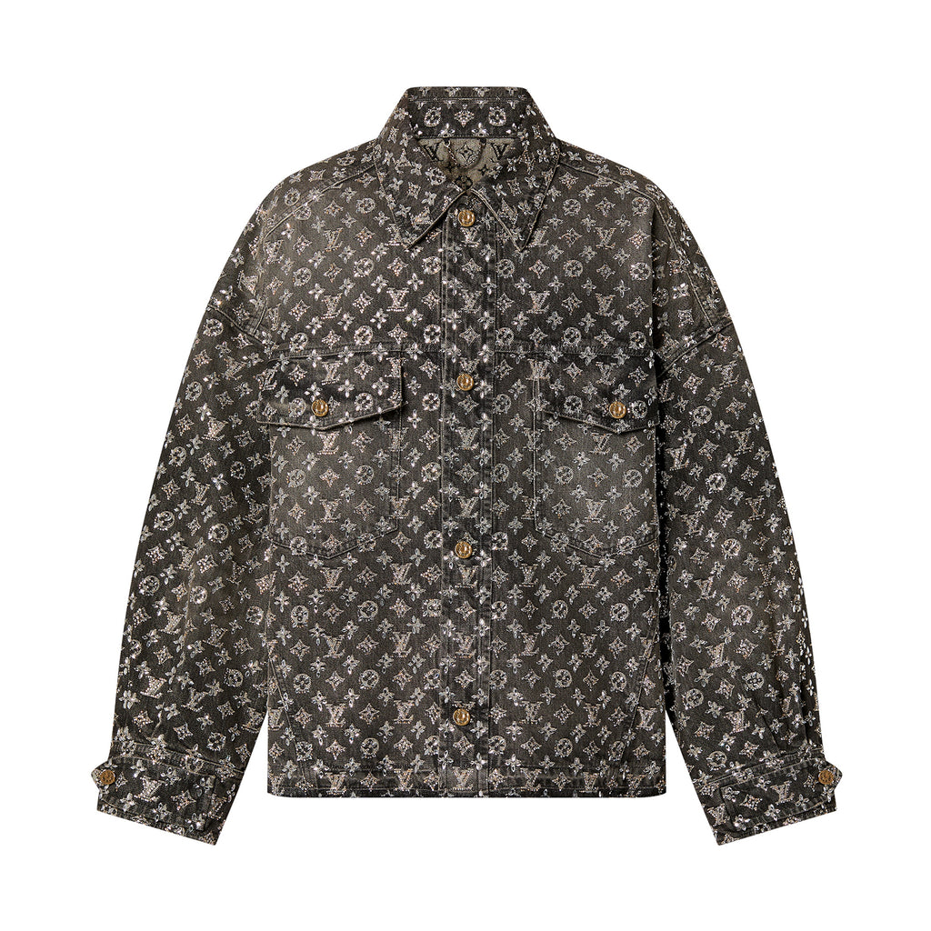 Louis Vuitton Made To Order Embroidered Monogram Baggy Denim Overshirt Jacket Jeans Pants suit Set #96366