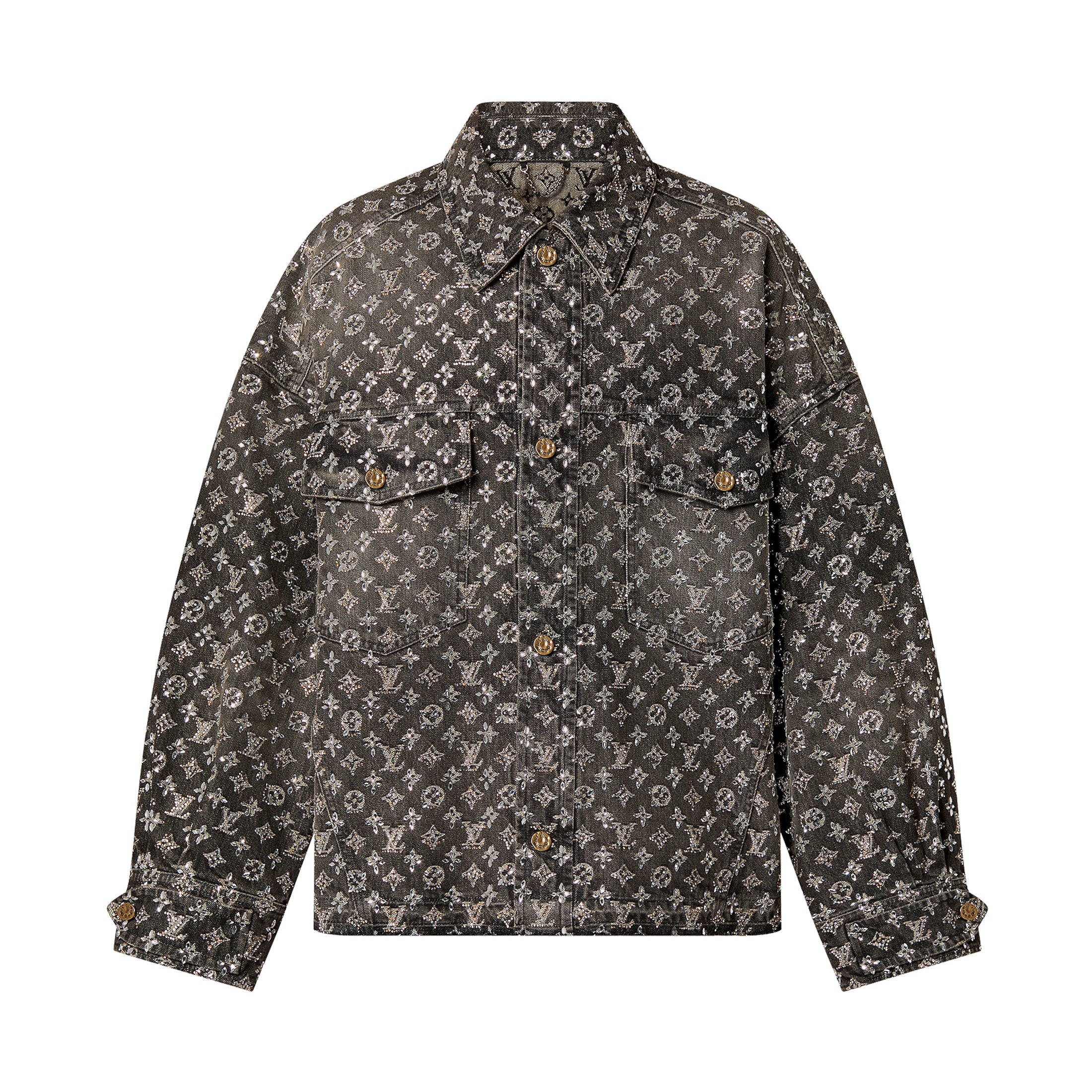 Louis Vuitton Made To Order Embroidered Monogram Baggy Denim Overshirt Jacket Jeans Pants suit Set #96366