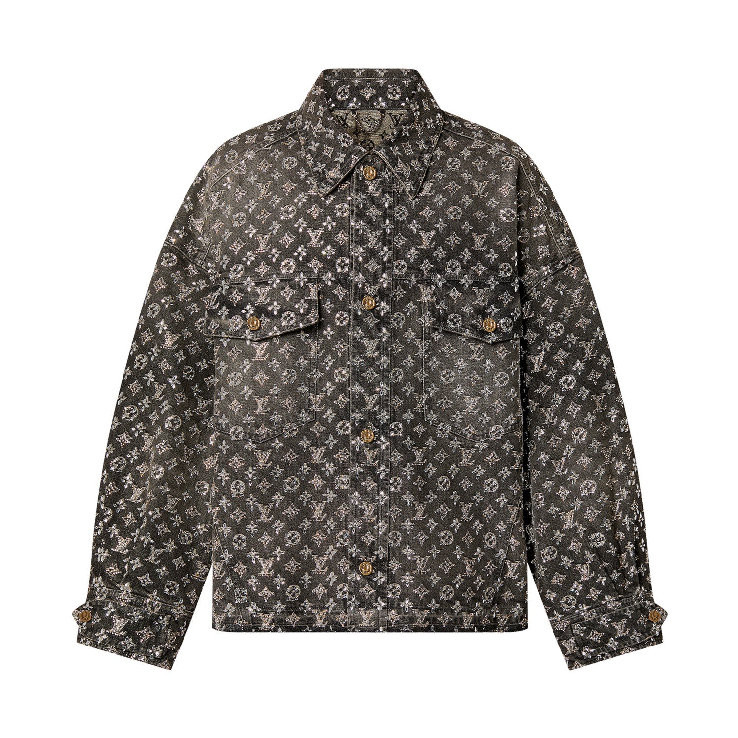 Louis Vuitton Made To Order Embroidered Monogram Baggy Denim Overshirt Jacket Jeans Pants suit Set #96366