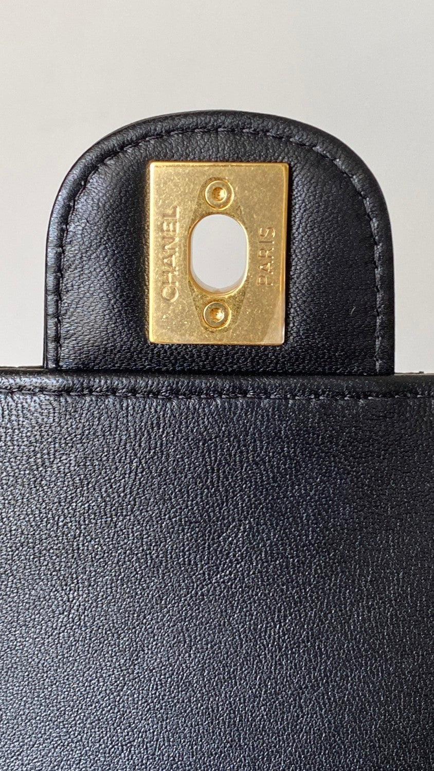 Chanel Chain WalletIn Polished Lambskin And Gold Tone Metal Retro College Style Backpack #332641