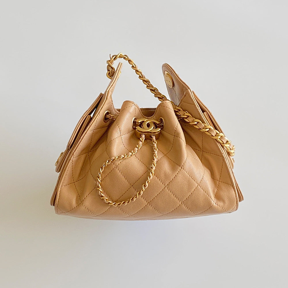 Chanel 25 Mini handbag Metallic Grained Calfskin #333968