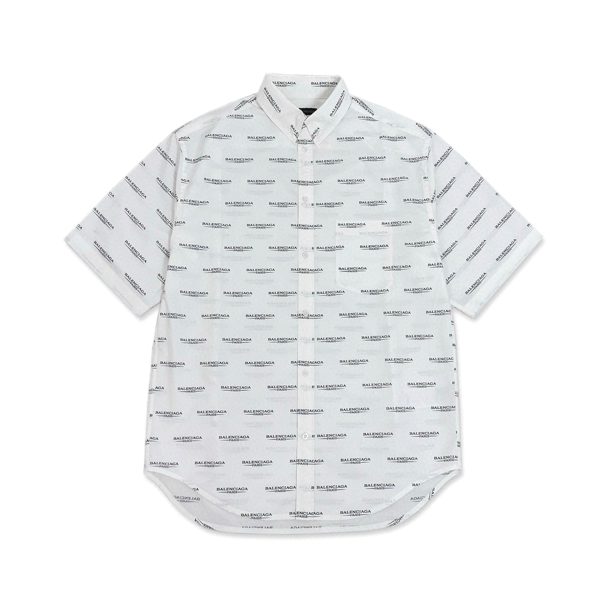 Balenciaga Men's Summer Solid Color Letter Print Single Breasted Short Sleeve Shirt #76361